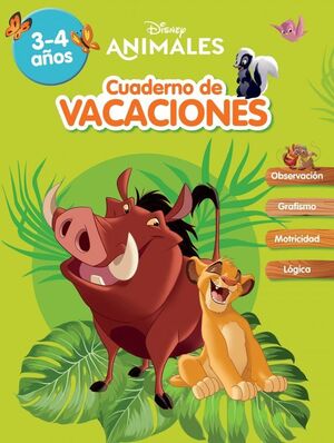 ANIMALES DISNEY (DISNEY. CUADERNO DE VACACIONES 3-4 AÑOS)