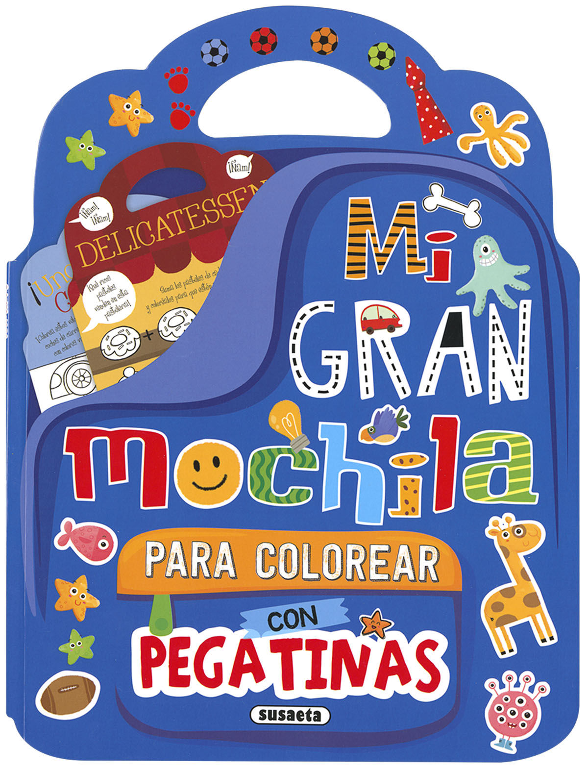 MI GRAN MOCHILA PARA COLOREAR CON PEGATINAS